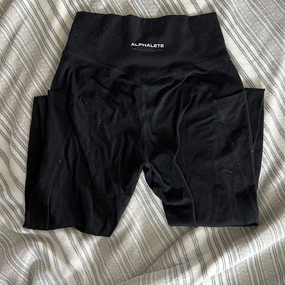 Black leggings- alphalux alphalete leggings- tummy control front panel - Picture 2 of 4